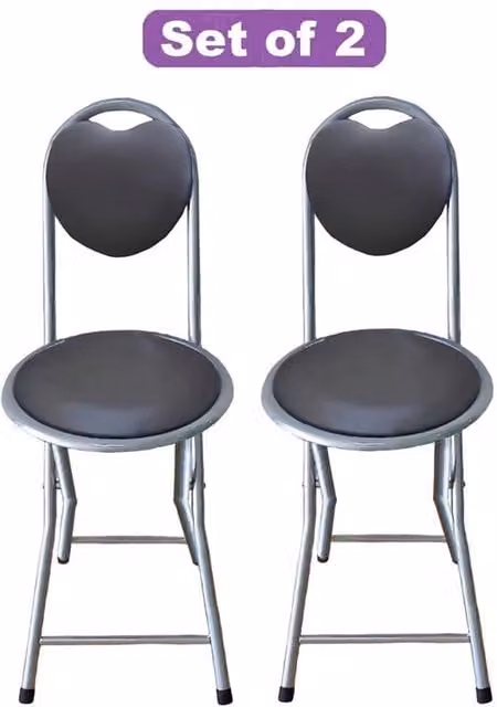 FORGEVIO Set of 2 Black Heart Soft Padded Fabric Bar Stools with Metal Frame – 1