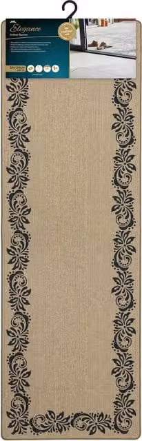 JVL Elegance Machine Washable Non-Slip Runner, Scroll Design, Beige/Brown, W: 50 cm, L: 150 cm