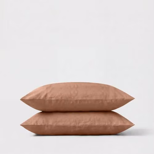 Bedable Pair of 300 Thread Count Cotton Percale Pillowcases, Pink or Brown, W/D/H: 50 x 75 cm – 1