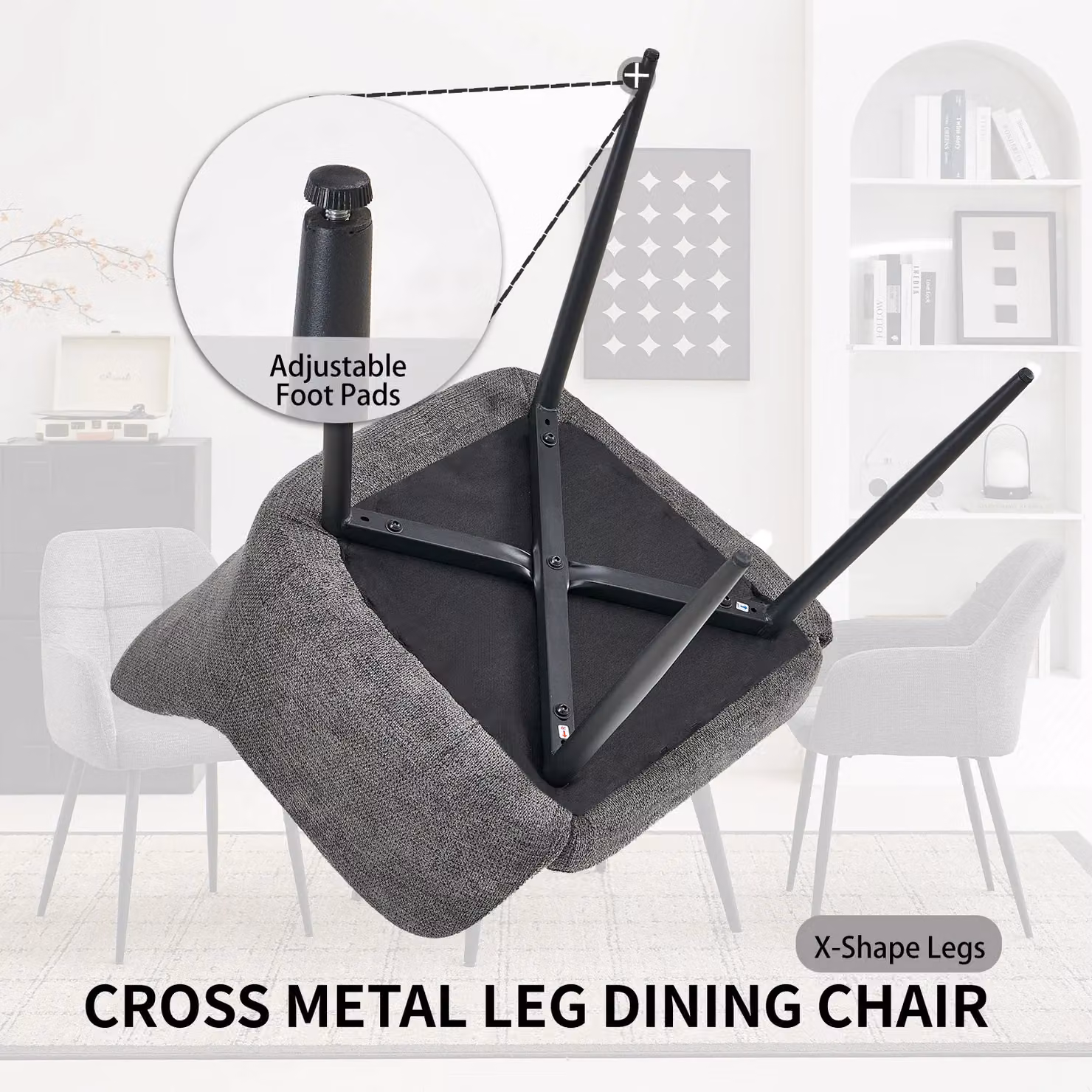 SONARA Modern Single Dining Chair in Grey Chenille Fabric – 5