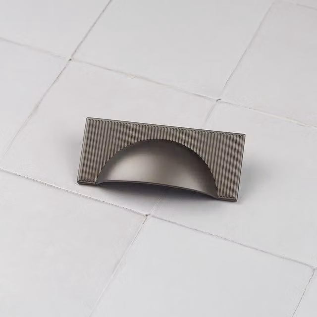 Handle & Home Ribbed Detailing Handles and Coordinating Knobs in Matt Anthracite Grey Zinc