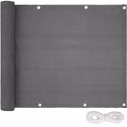 tectake Grey Opaque Balcony Cover with Metal Eyelets