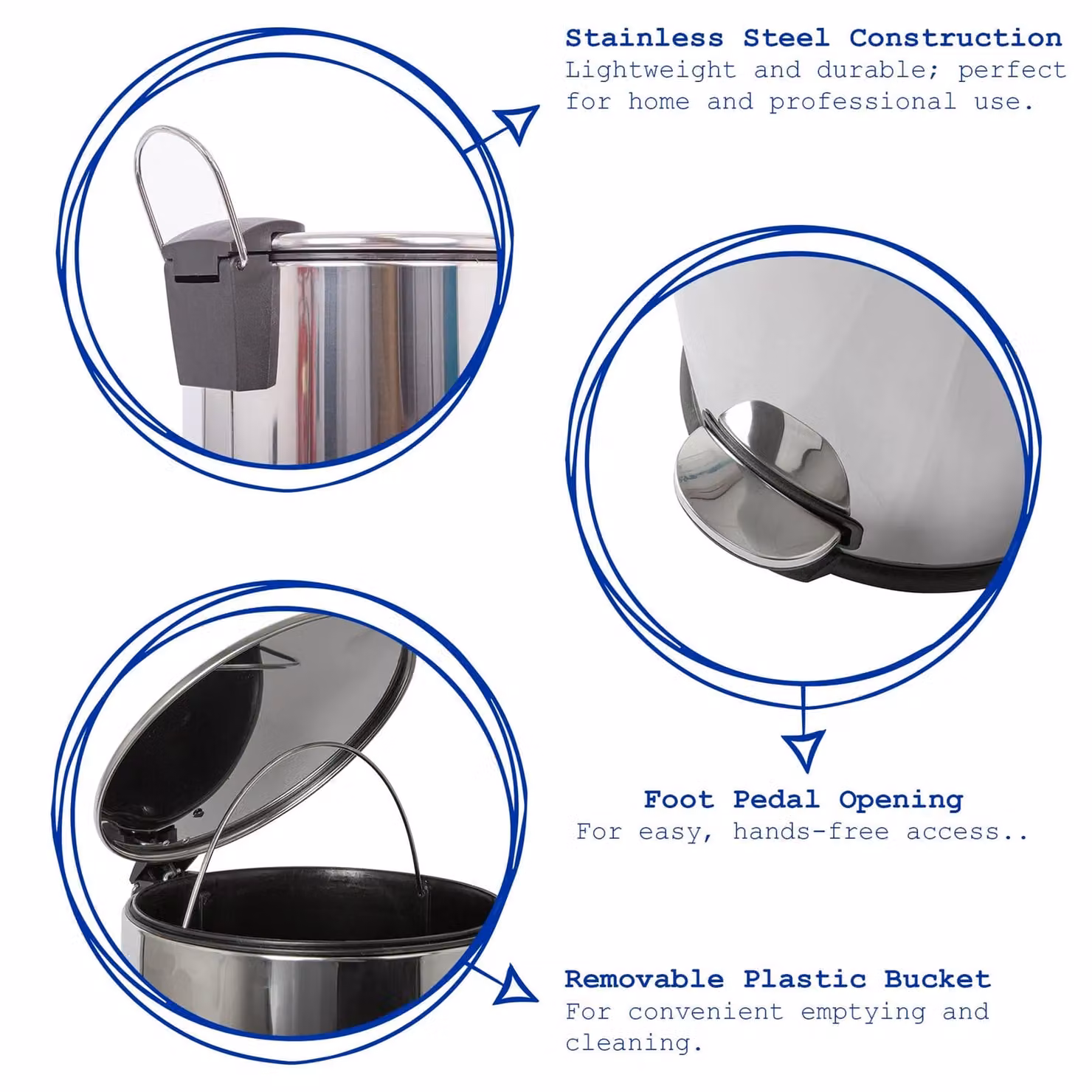 Harbour Housewares 30L Stainless Steel Round Kitchen Pedal Bin in Metallic Silver – 1