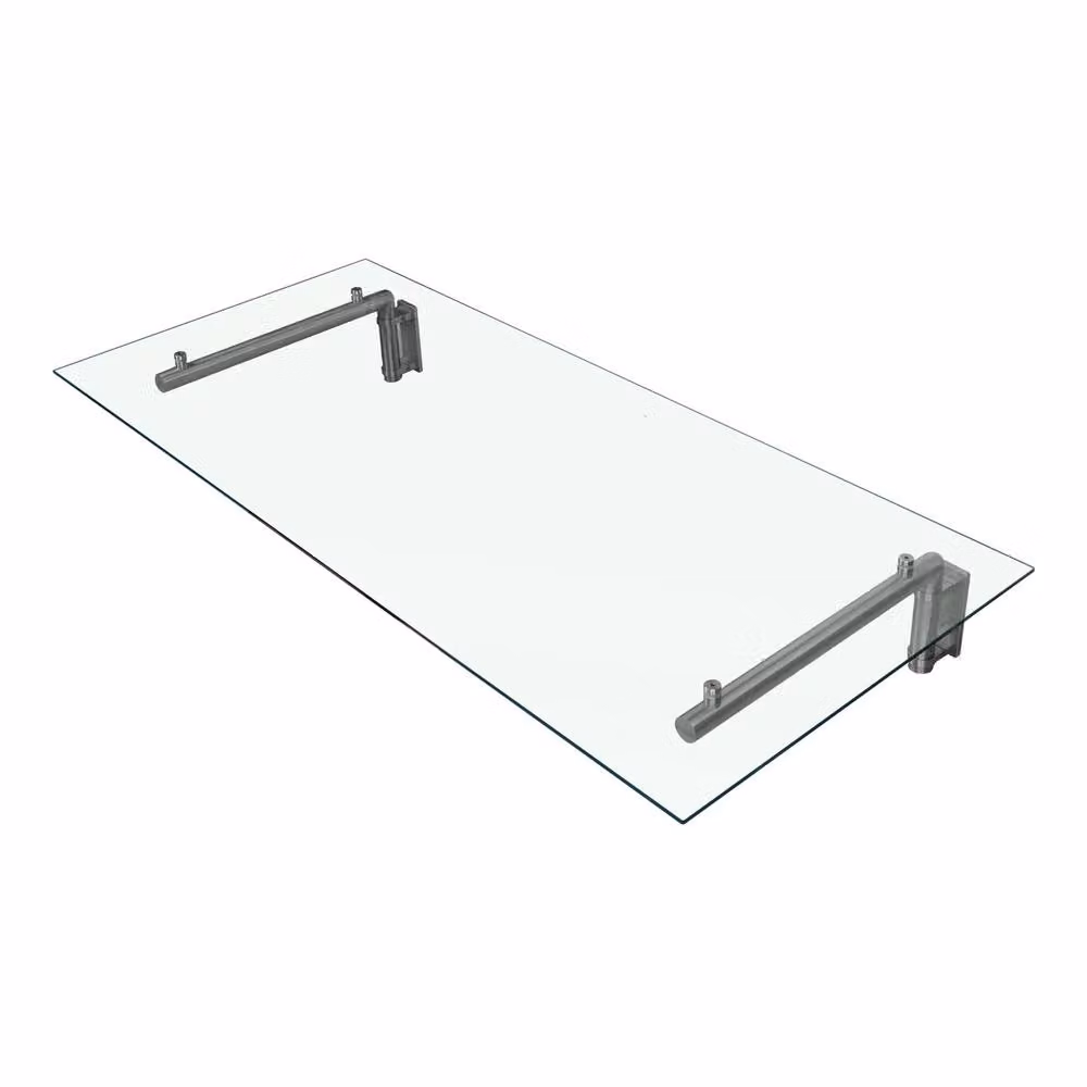 Monstershop Glass Door Canopy and Brackets in Silver with Transparent Glass, W: 120 cm, D: 80 cm – 2