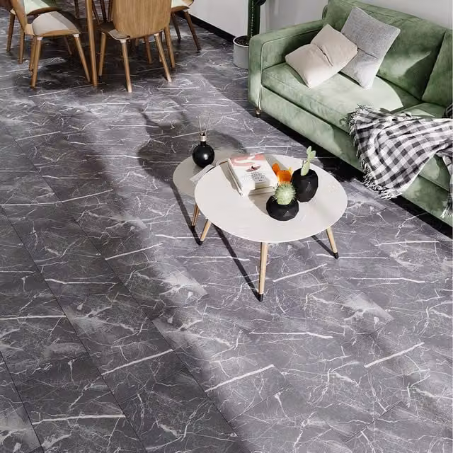 Livingandhome Set of 20 Stone Look Modern Grey UV Coated PVC Flooring