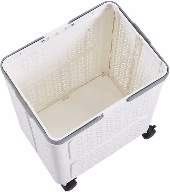 FORGEVIO Collapsible Plastic Laundry Basket in White, 71L