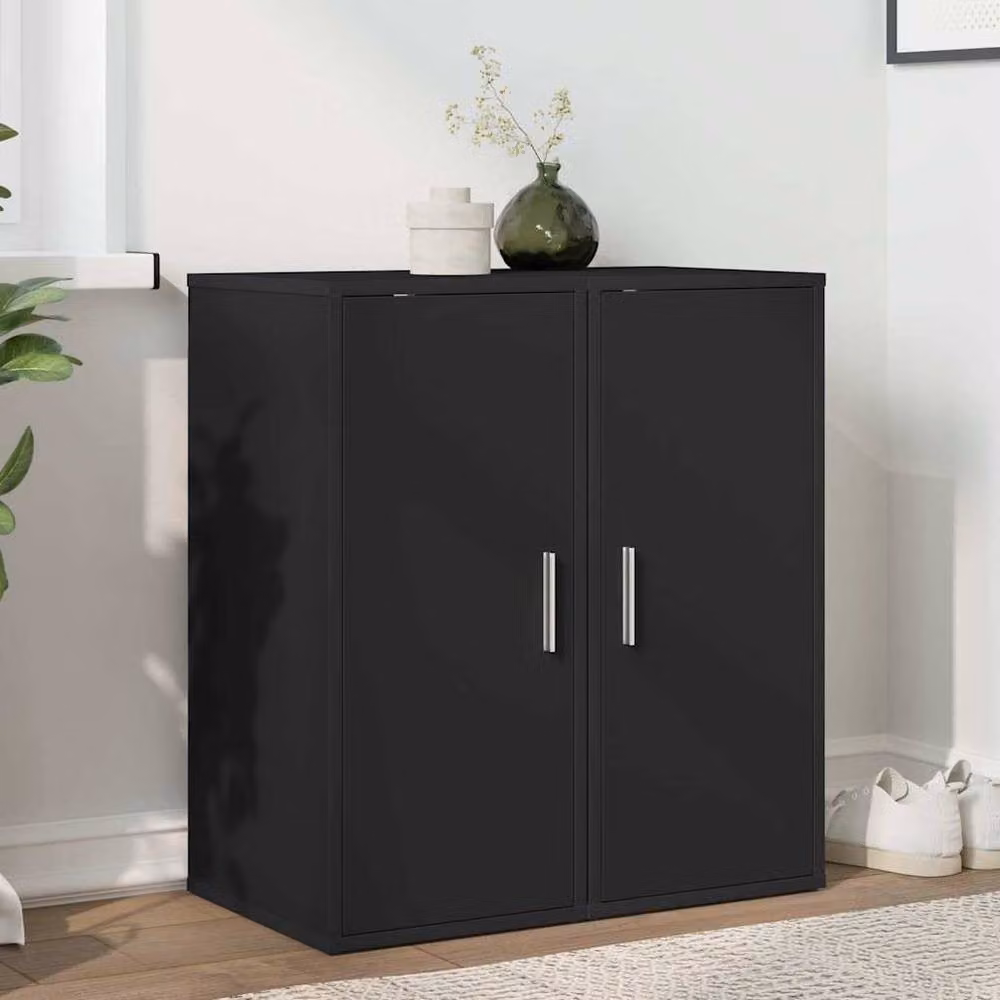 Berkfield Home Set of 2 Modern Black Wall Mounted Shoe Cabinets, W/D/H: 32 x 35 x 70 cm – 2