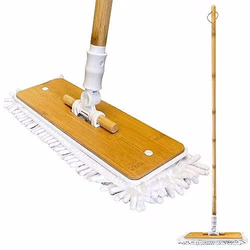 TDBS Bamboo Microfibre Flat Floor Mop with Refillable Head in Brown, W/D/H: 120 x 37 x 0 cm – 1