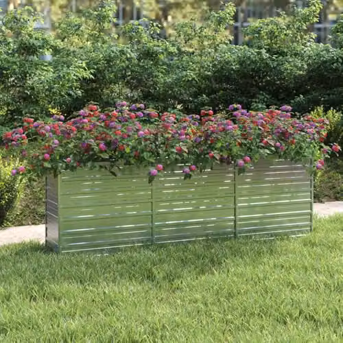 vidaXL Galvanised Steel Raised Bed in Silver, W/D/H: 240 x 40 x 77 cm – 2