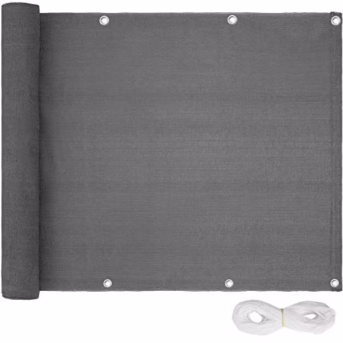 tectake Balcony Privacy Screen, Opaque Grey Balcony Cover, W: 90 cm x L: 5 m – 1