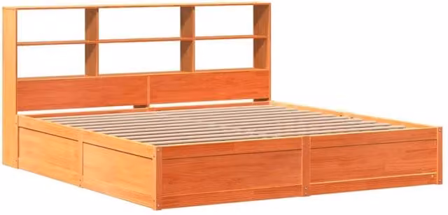 Berkfield Home Beautiful Solid Wood Bed Frame in Waxed Brown, W/D/H: 200 x 200 x 110 cm – 1