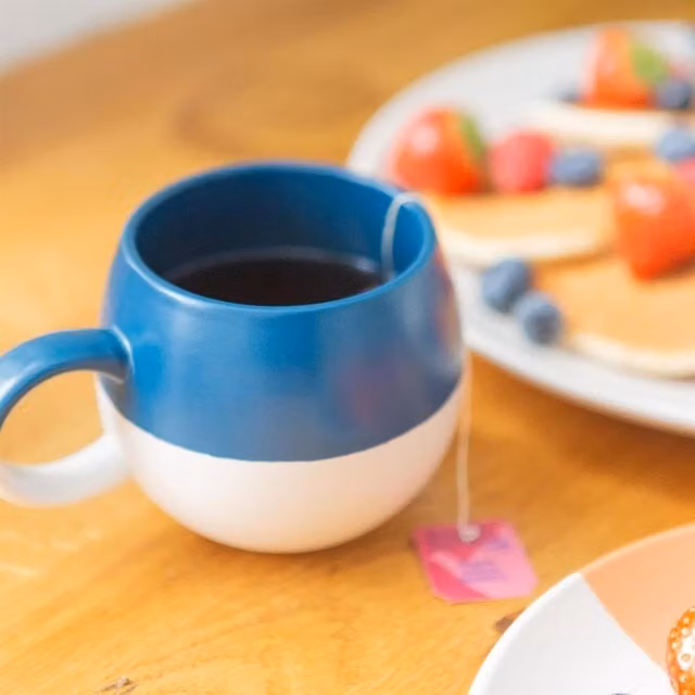 Nicola Spring Blue Dipped Stoneware Sphere Mug, 340ml