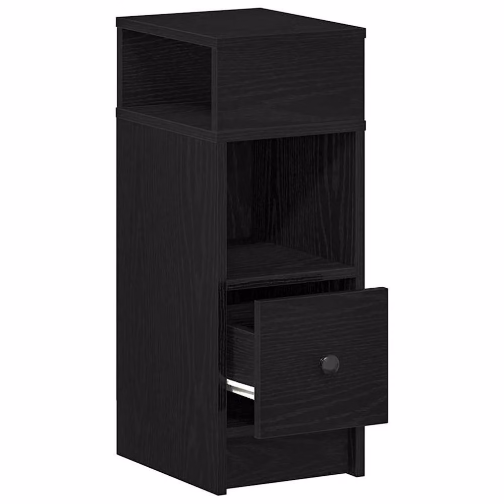 Berkfield Home Modern Black Bedside Cabinet with Drawer W/D/H: 25 x 31 x 66 cm – 4