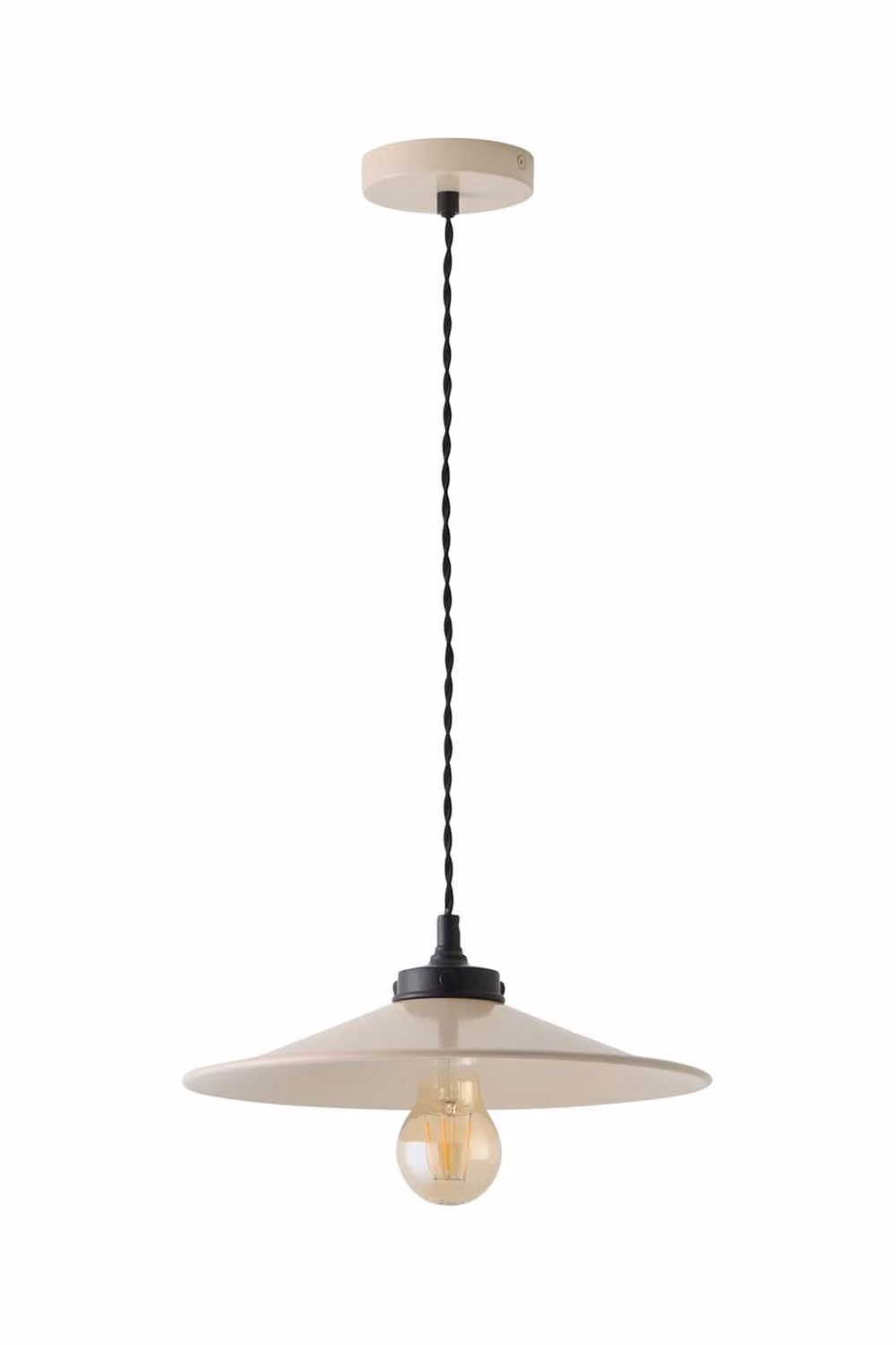 ValueLights Hampstead Retro Metal Cone Pendant Ceiling Light in Beige and Green with Bulb Included – 2