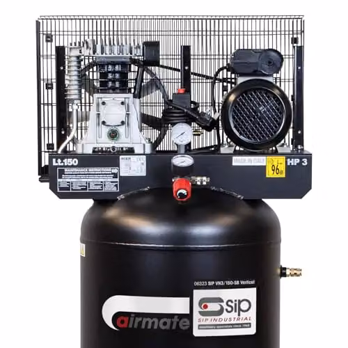 SIP Airmate VN3/150-SB Vertical Belt Drive Air Compressor, Black, 150L, 2.2kW, 145psi/10 Bar – 2