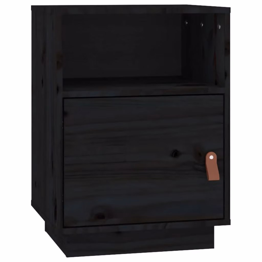 Berkfield Home Set of 2 Black Solid Wood Pine Bedside Cabinets, W/D/H: 40 x 34 x 55 cm – 4