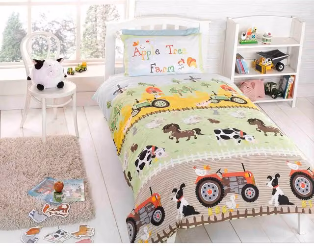 Rapport Home Apple Tree Farm Polycotton Kids Duvet and Pillowcase Set, Multicolour, Single