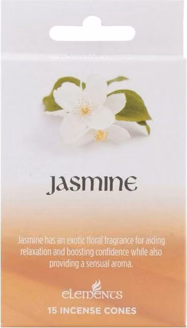 Elements Jasmine Floral Incense Cones, White (12 Pack)