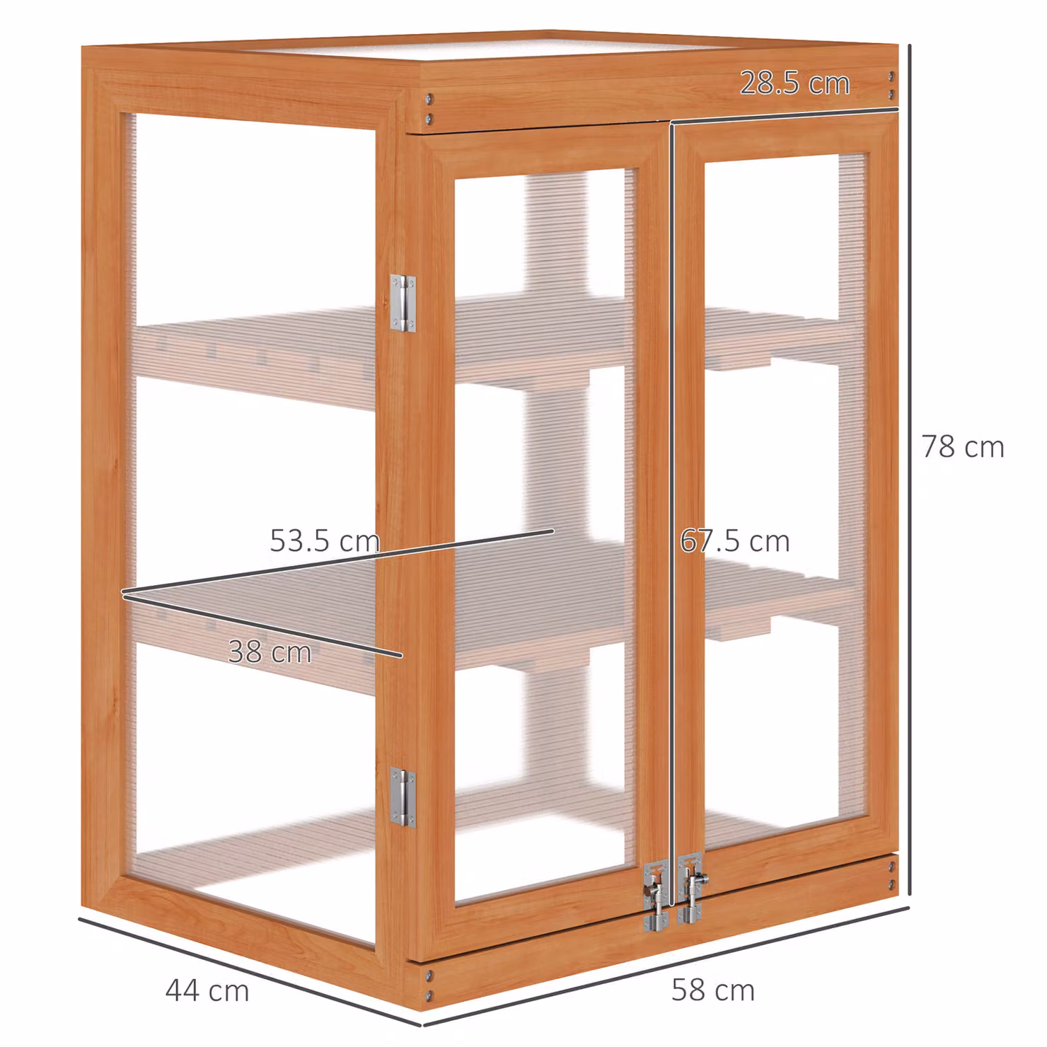 Outsunny 3-tier Wood and Polycarbonate Garden Greenhouse with Storage Shelf, Brown – 3