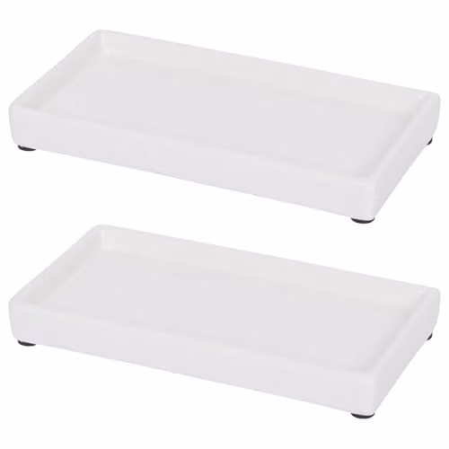 Harbour Housewares Ceramic Soap Dispenser Trays, Pack of 2, White, 17 cm – 1