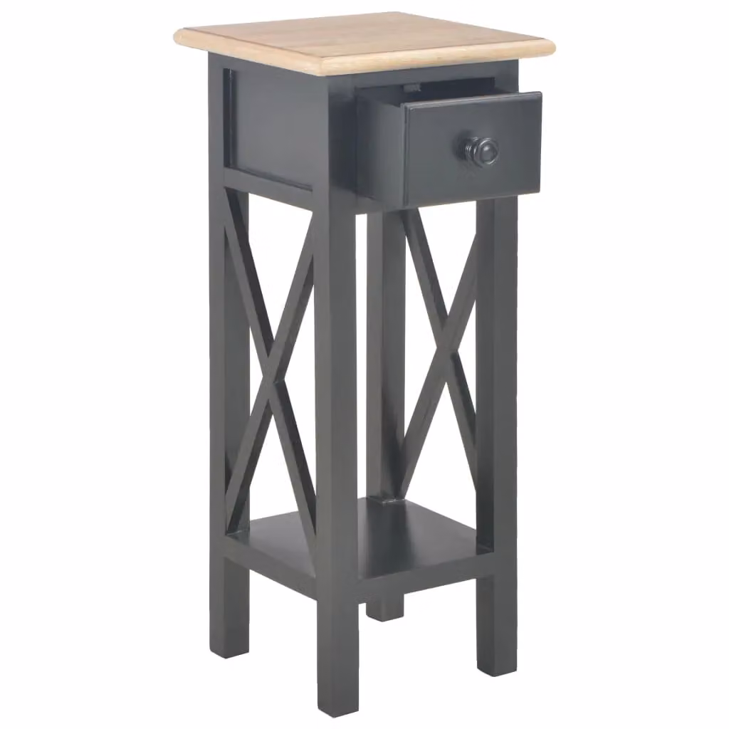 Berkfield Home Black Lacquered Pine Wood Side Table, W/D/H: 27 x 27 x 65.5 cm – 2