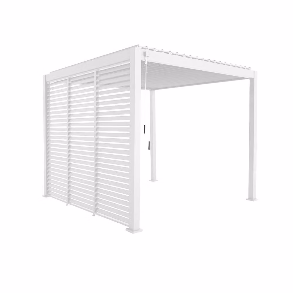 sweeek Aluminium Louvered Pergola with 3 x 100cm Louver Panels, White, W: 301 cm, D: 301 cm, H: 250 cm – 2