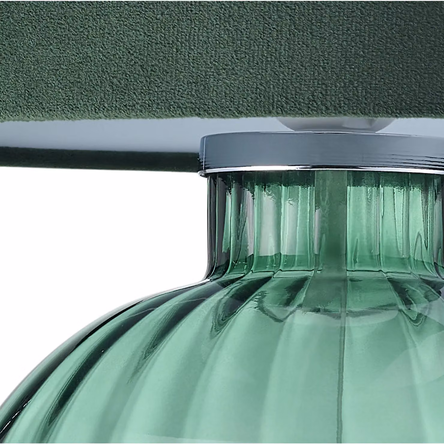 Happy Homewares Contemporary Ribbed Glass Table Lamp with Green Fabric Shade – 3