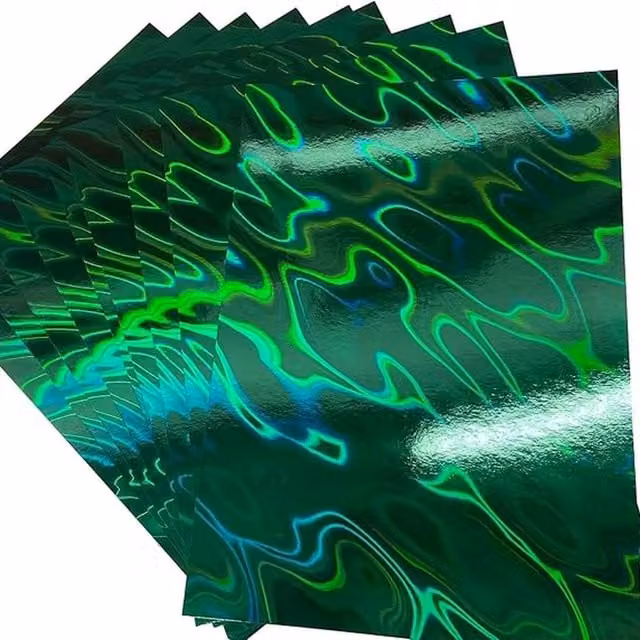 Syntego Pack of 5 Green Lava Mirri Glossy Construction Paper, A4