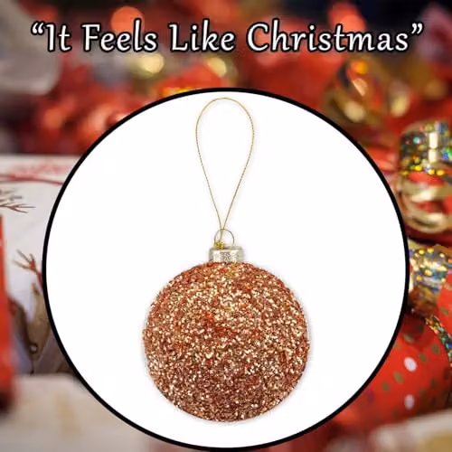 VFM e-Store Round Glass Christmas Hanging Bauble Decoration in Copper, Bronze and Gold – 6