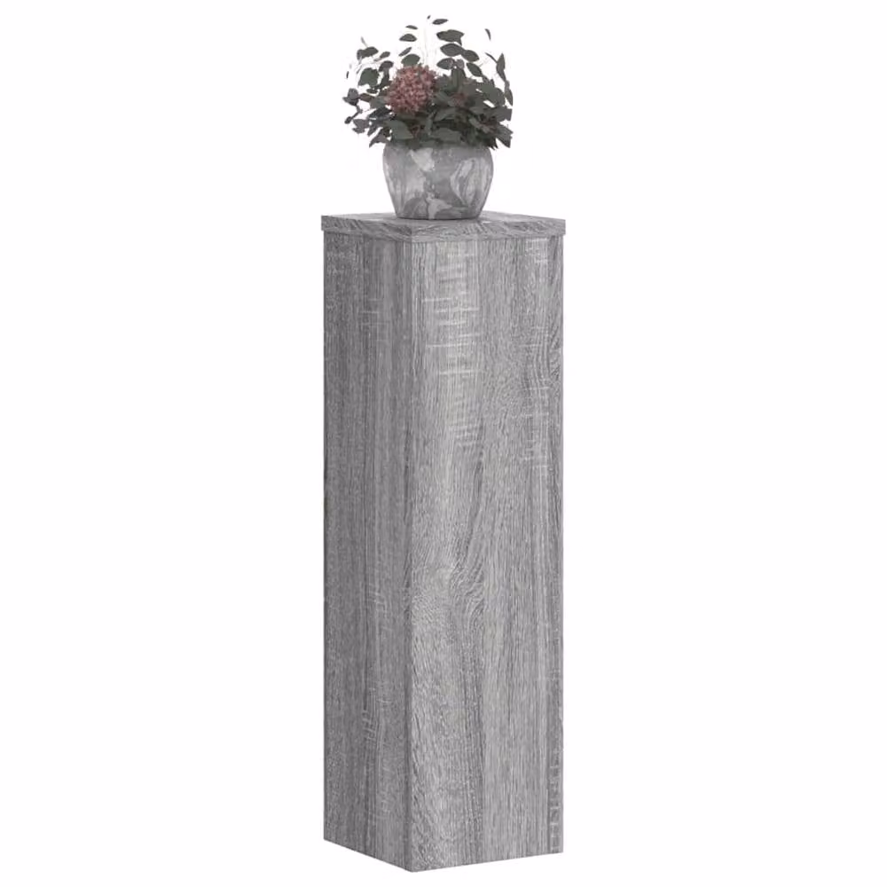 Berkfield Home Set of 2 Modern Plant Stands in Grey Sonoma Engineered Wood, W/D/H: 17 x 17 x 60 cm – 2