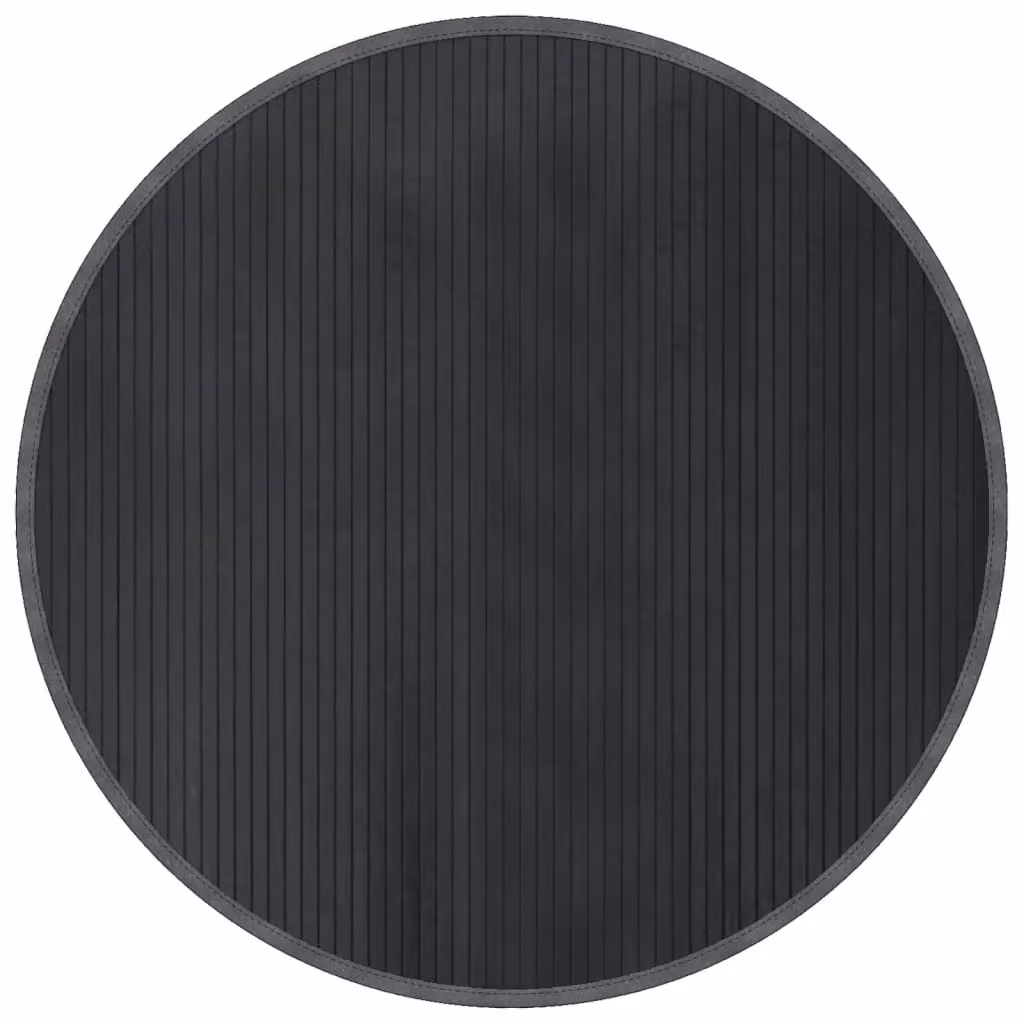 Berkfield Home Round Bamboo Rug in Grey, Diameter: 100 cm – 2