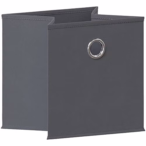 Vida Designs Durham Foldable Fabric Cube Storage Basket with Metal Handles, Grey, H: 30 cm, W: 30 cm, D: 28 cm – 3
