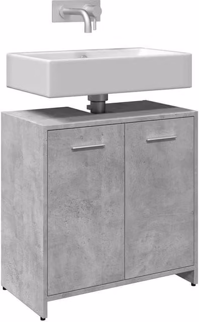 Berkfield Home Wall Mounted Bathroom Sink Cabinet in Concrete Grey, W/D/H: 60 x 33 x 60 cm