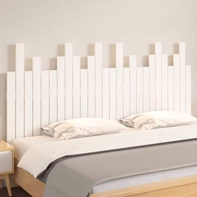 Berkfield Home White Solid Wood Pine Wall Headboard, W/D/H: 166 x 3 x 80 cm