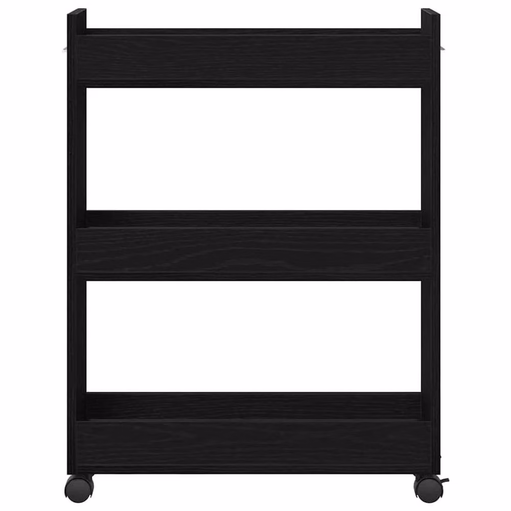 EONLION Black Oak Rolling Cabinet with Castors W: 60 cm, D: 22 cm, H: 79 cm – 4