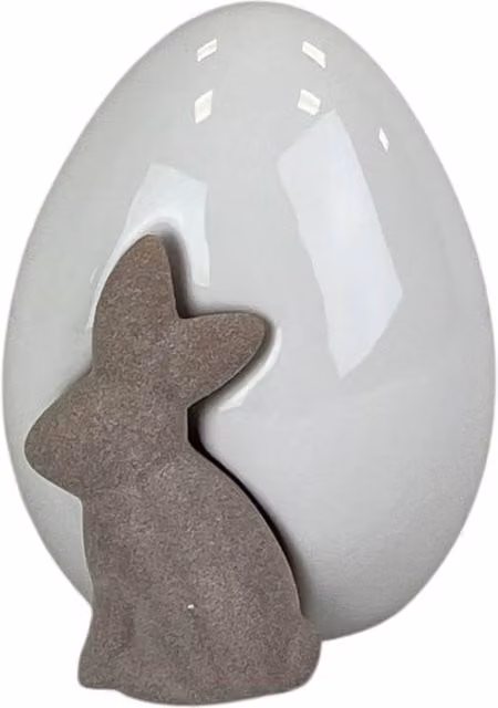 Four Candle White Ceramic Easter Egg with Rabbit Tabletop Decoration