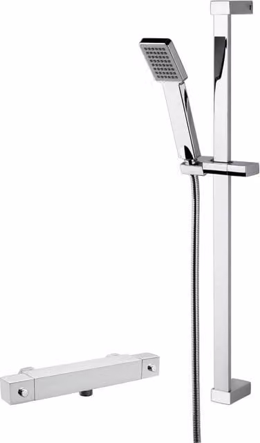 Balterley Thermostatic Exposed Shower Bar Valve with Rectangular Slide Rail in Chrome Silver