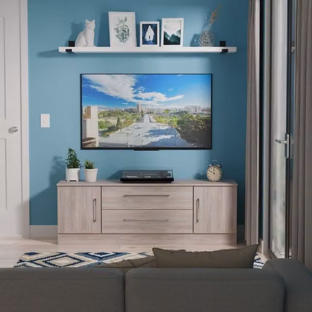 2 U Gloucester Superwide TV Unit with 2 Doors and 2 Drawers, Light Grey, Ready Assembled