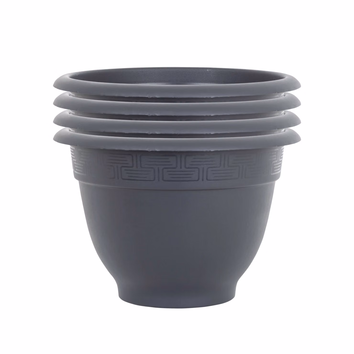 Wham Bell Pot 4 Pack Round Plastic Garden Planters, Grey, Diameter: 44 cm – 2