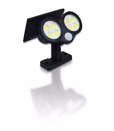St Helens Home & Garden Twin LED Solar Security Lamp in Black with Motion and Dusk Sensors for Wall or Floor Mounting – 1