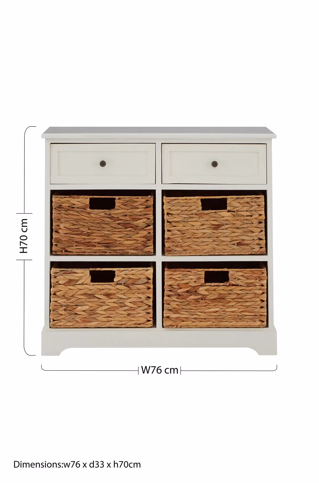 Interiors by Premier Orsina Rustic Style Two Drawer Four Basket Cabinet in Ivory and Beige – 2