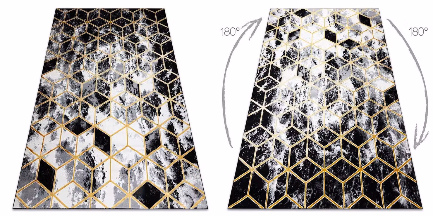 RugsX Gloss Geometric Art Deco Rug in Black, Grey and Multicolour, W: 80 cm, L: 150 cm – 2