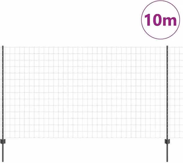 Berkfield Home Bright Euro Fence with 10 U Posts, Grey Powder-Coated Steel, W: 10 m, H: 1.4 m – 1