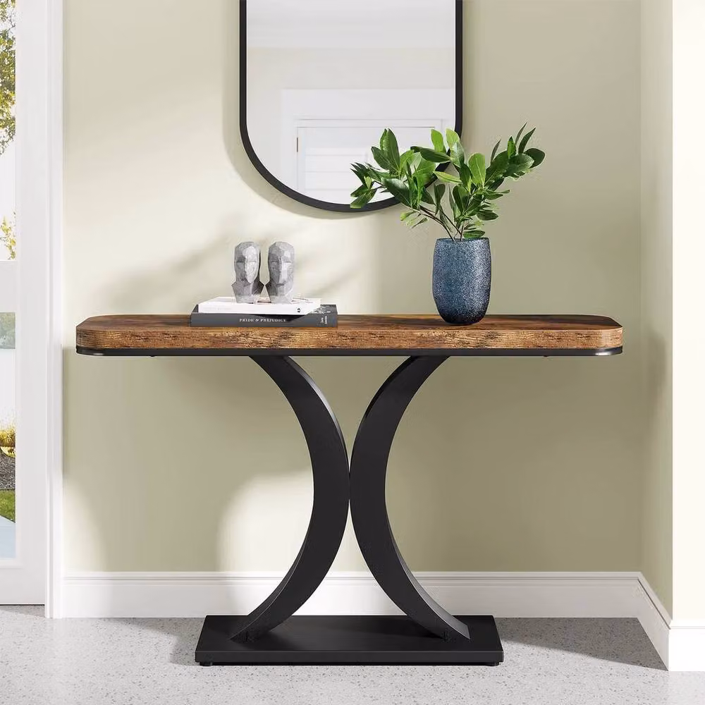 VOGREX Industrial Console Table in Brown and Black, W/D/H: 100 x 30 x 82.5 cm – 2