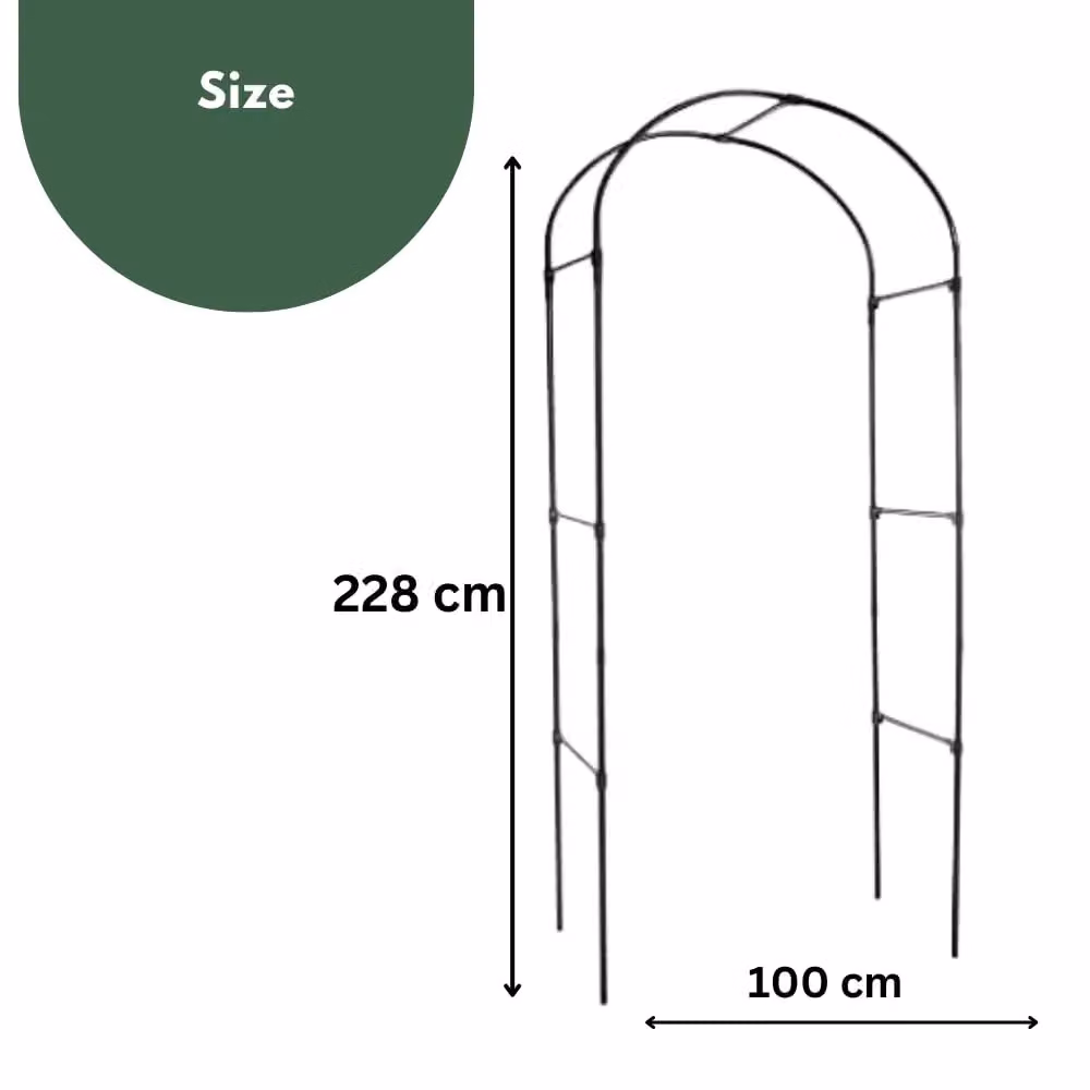 Marco Paul Heavy Duty Steel Garden Arch in Black, H 230 cm x W 200 cm x D 100 cm – 2