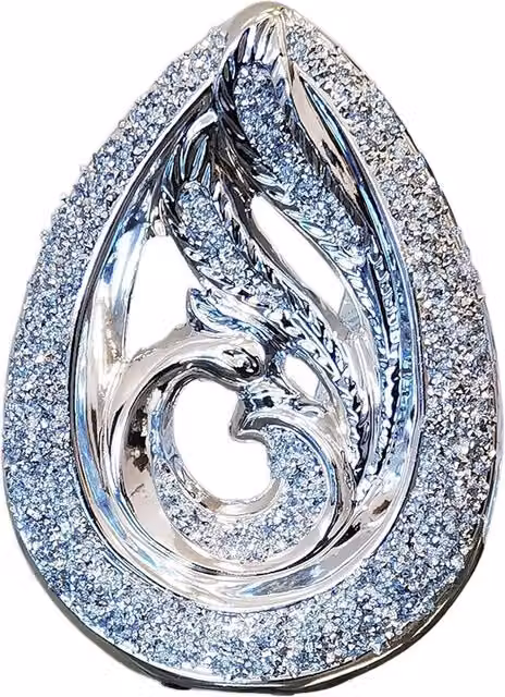 DEENZ Silver Crushed Diamond Double Teardrop Ornament