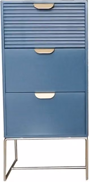 Havendro Blue Wooden 3 Drawer Bedside Table, Height: 64 cm