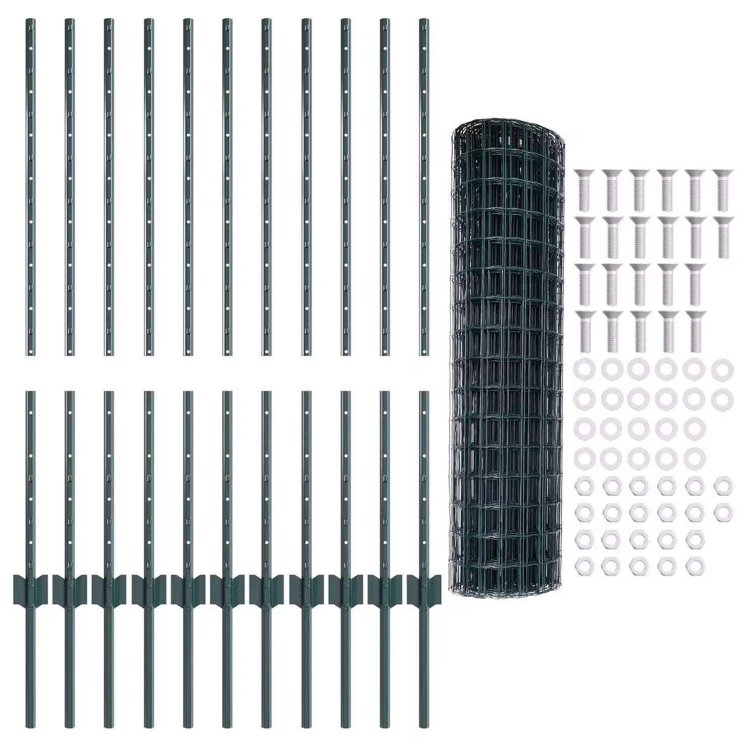 Berkfield Home Garden Fence Set of 2, Green Powder-Coated Steel, W: 25 m, H: 1 m – 2
