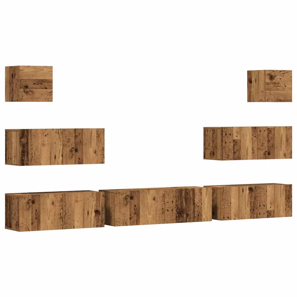 Berkfield Home 7 Piece Wall-mounted Classic TV Cabinet Set in Brown Engineered Wood – 2