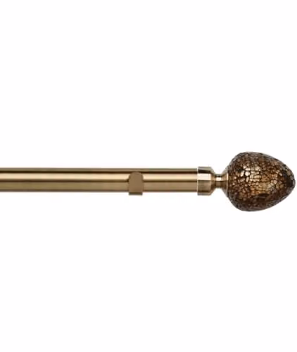New Edge Blinds 28mm Fixed Metal Eyelet Curtain Pole Set with Alexia Finial in Gold and Bronze, Width: 180 cm